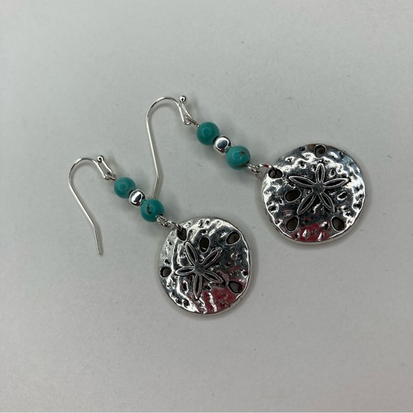 ๐ฐ ๐ ๐ ๐ ๐ ๐ฐ Sand Dollar and Turquoise Dangle Earrings - Picture 9 of 15